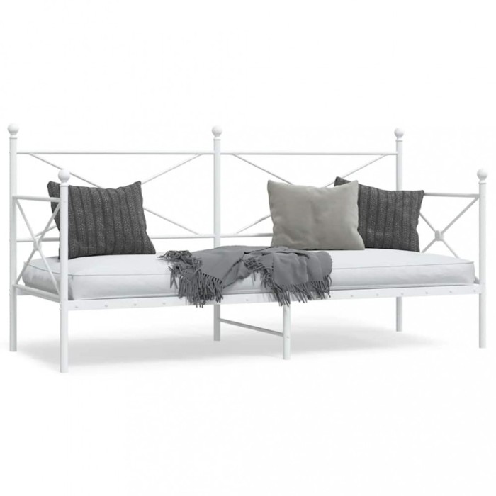 vidaXL Pat de zi fără saltea Alb 90x190 cm Oțel 4104681