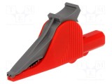 Bornă crocodil 36A roşie ELECTRO-PJP, capacitate prindere max. 41mm, 1kV