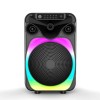 Boxa portabila cu lumini RGB, putere 10-30W, MP3, USB, bluetooth, TF, slot microfon, karaoke, acumulator, negru