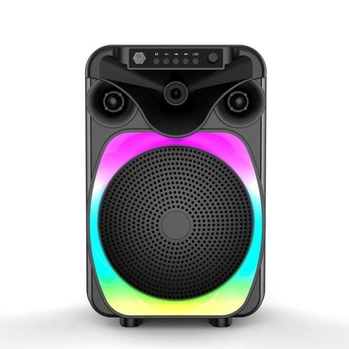 Boxa portabila cu lumini RGB, putere 10-30W, MP3, USB, bluetooth, TF, slot microfon, karaoke, acumulator, negru