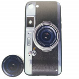 Husa Apple iPhone 7/8 Multicolor Model Camera Foto Retro + Popsocket inclus
