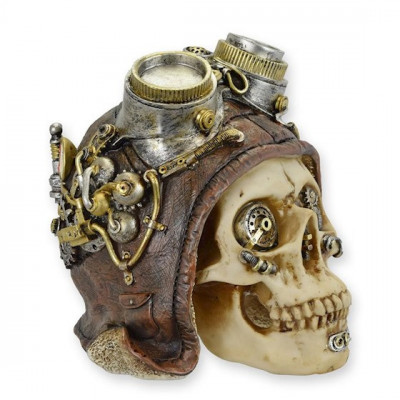 Statueta STEAMPUNK cu craniu aviator SP-7 foto