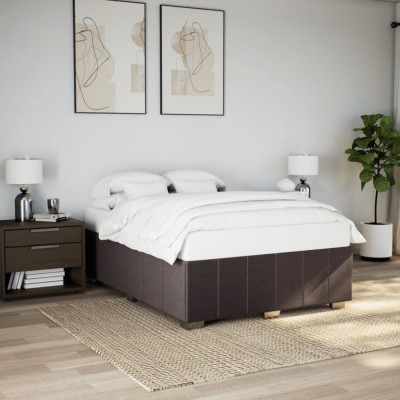 vidaXL Cadru de pat fără saltea, maro &amp;icirc;nchis, 140x200 cm, textil foto