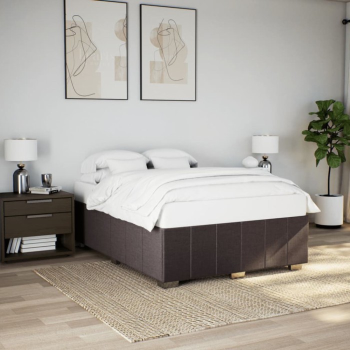 vidaXL Cadru de pat fără saltea, maro &icirc;nchis, 140x200 cm, textil