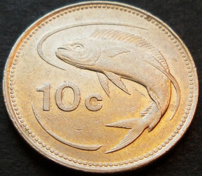 Moneda exotica 10 CENTI - MALTA, anul 1986 * cod 3191 foto