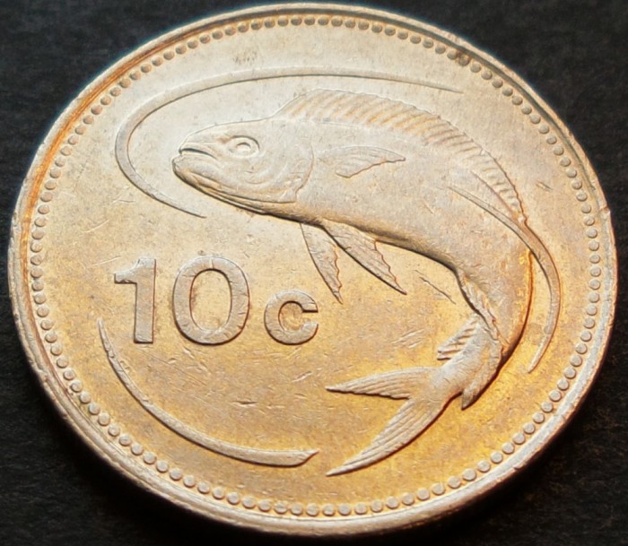 Moneda exotica 10 CENTI - MALTA, anul 1986 * cod 3191