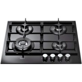 Plita incorporabila Whirlpool GOA 6425 NB, Gaz, 4 arzatoare, Siguranta arzatoare, Wok, Gratare fonta, 60 cm, Negru
