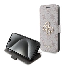 Husa tip carte iPhone 15 Pro Max Guess Book 4G, roz, GUBKP15X4GMGPI foto