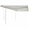 VidaXL Copertină retractabilă manual, cu st&acirc;lpi, crem, 4x3,5 m