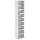 HOMCOM Suport CD-/DVD, 9 nivele, raft &icirc;ngust cu 6 polițe reglabile, pentru 260 CD-uri, Alb | Aosom Romania