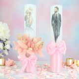 Set 2 Lumanari pentru Nunta cu Flori si Fundita - LN48
