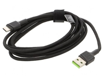Cablu USB 2.0 USB A la USB C 2m Negru Textilă foto