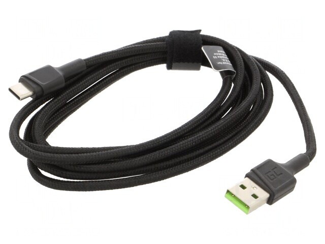Cablu USB 2.0 USB A la USB C 2m Negru Textilă