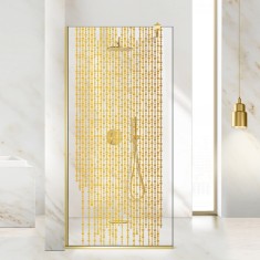 Paravan dus walk-in Aqua Roy &reg; Gold, model Rain auriu, sticla 8 mm clara, securizata, anticalcar, 130x195 cm