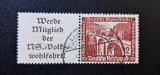 Germania / Deutsches Reich 1936 Pereche Deutsche Alpenstra&szlig;e / Am Mauth&auml;usl" (6+4 Rpf Roșu-Brun cu Cupon NSV) Ștampilat Riedlingen - CKL2