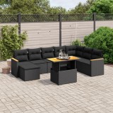 Cumpara ieftin Gossi set mobilier de gradina cu perne, 9 piese, negru, poliratan