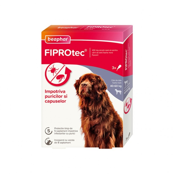 PIPETA ANTIPARAZITARA PENTRU CAINI FIPROTEC BEAPHAR XL 40-60KG (3PIPx4.02ML CUT)