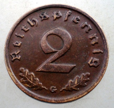 2.893 GERMANIA 2 REICHSPFENNIG 1939 G foto