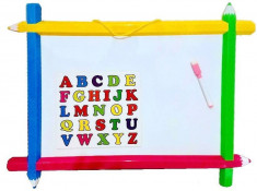 Tablita de scris magnetica, rama in forma de creioane colorate, pentru copii, 56 x 43 cm foto