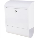 Cutie postala pentru exterior cu suport pentru ziare, Aluminiu, Alb, 29x11x34 cm