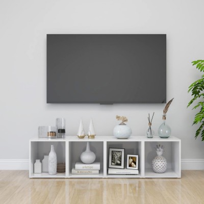 Comode TV, 4 buc., alb extralucios, 37x35x37 cm, PAL foto