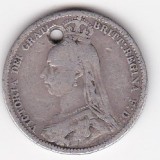 Marea Britanie Anglia 6 Pence Victoria 2nd portrait 1887 Gaurita, Europa, Argint