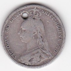 Marea Britanie Anglia 6 Pence Victoria 2nd portrait 1887 Gaurita