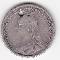 Marea Britanie Anglia 6 Pence Victoria 2nd portrait 1887 Gaurita foto