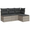 Set canapea de gradina cu perne, 4 piese, gri deschis poliratan