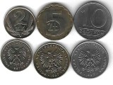 POLONIA LOT / SET Nr 3 : 3 buc , 2 + 5 + 10 Zloti / Zlotych 1987