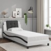 Cadru de pat cu tăblie alb și negru 100x200cm piele artificială