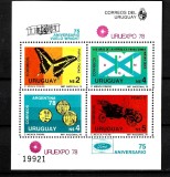 FLU 89 - FLUTURI + DIVERSE - URUGUAY - BLOC NESTAMPILAT MNH