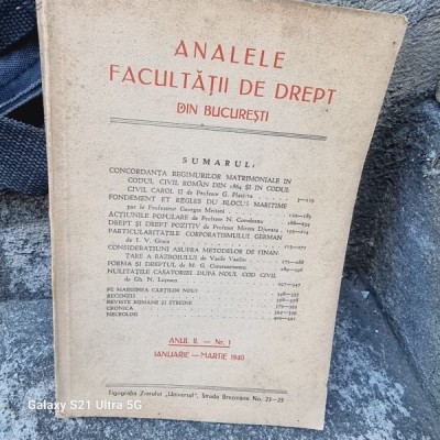 Analele Facultatii de Drept din Bucuresti - Anul II. Nr. 1 1940 foto