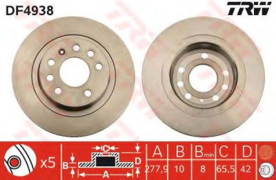 Disc frana OPEL ASTRA H (L48) (2004 - 2016) TRW DF4938 foto