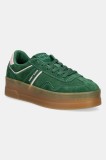 Tommy Jeans sneakers din piele intoarsă THE GREENWICH FLATFORM SUEDE culoarea verde, EN0EN02734