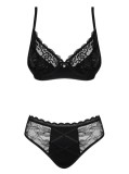 Set Lenjerie Sexy Cu Dantela Laurise, Negru, S/M, Obsessive