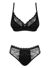Set Lenjerie Sexy Cu Dantela Laurise, Negru, S/M