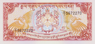 Bancnota Bhutan 5 Ngultrum (1985) - P14a UNC foto