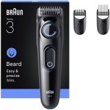 Aparat de tuns barba Braun Beard Trimmer Seria 3 BT3520, Lama ultra ascutita, +3 Accesorii de ingrijire: 2 Piepteni, 1 Perie de curatare, Rotita de pr