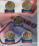 The Official England Squad Medal Collection 1998 Fotbal Anglia set 5 monede