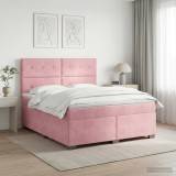 Cumpara ieftin Pat boxspring cu saltea cu headboard Roz 160 x 200 cm Catifea