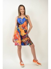 ROCHIE SCURTA FARA MANECI ORANGE LILY MULTICOLORA TALIE UNICA Multicolora