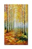Tablou 3D pictat manual, Alee cu mesteceni, 100x60cm ulei pe panza in cutit, gata de agatat pe perete