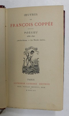 OEUVRES DE FRANCOSI COPPEE - POESIES 1886 - 1890 , 1891 foto