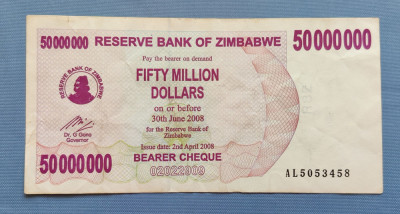 Zimbabwe - 50 000 000 Dollars / dolari (2008) sAL505 foto