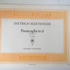 * Partitura orga Dietrich Buxtehude, Passacaglia in d, BUX WV 161 fur Orgel