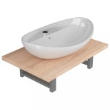 Cumpara ieftin Set mobilier de baie din doua piese, stejar, ceramica