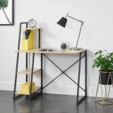 Birou Aalborg cu rafturi negru/efect sterjar [en.casa] HausGarden Leisure