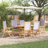 VidaXL Set de dining pentru grădină 7 pcs Albastru și alb 6-Persoane
