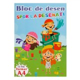 Bloc Desen A4, 12 File, Coperta Multicoloră, Model Copii, H&acirc;rtie 100gsm, Ideal Pictură și Schițe